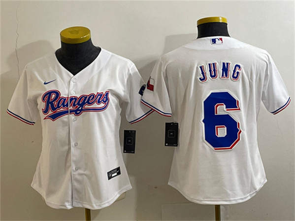 Youth Texas Rangers #6 Josh Jung White With Patch Stitched Baseball Jersey